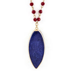 Stargazer Sapphire Beaded Stone Pendant Necklace - The Pink Pineapple 850