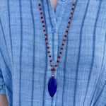 Stargazer Sapphire Beaded Stone Pendant Necklace - The Pink Pineapple 850