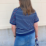 Starlight Stripe Lightweight Short Sleeve Sweater - The Pink Pineapple 850