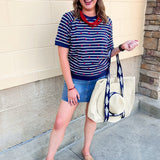 Starlight Stripe Lightweight Short Sleeve Sweater - The Pink Pineapple 850