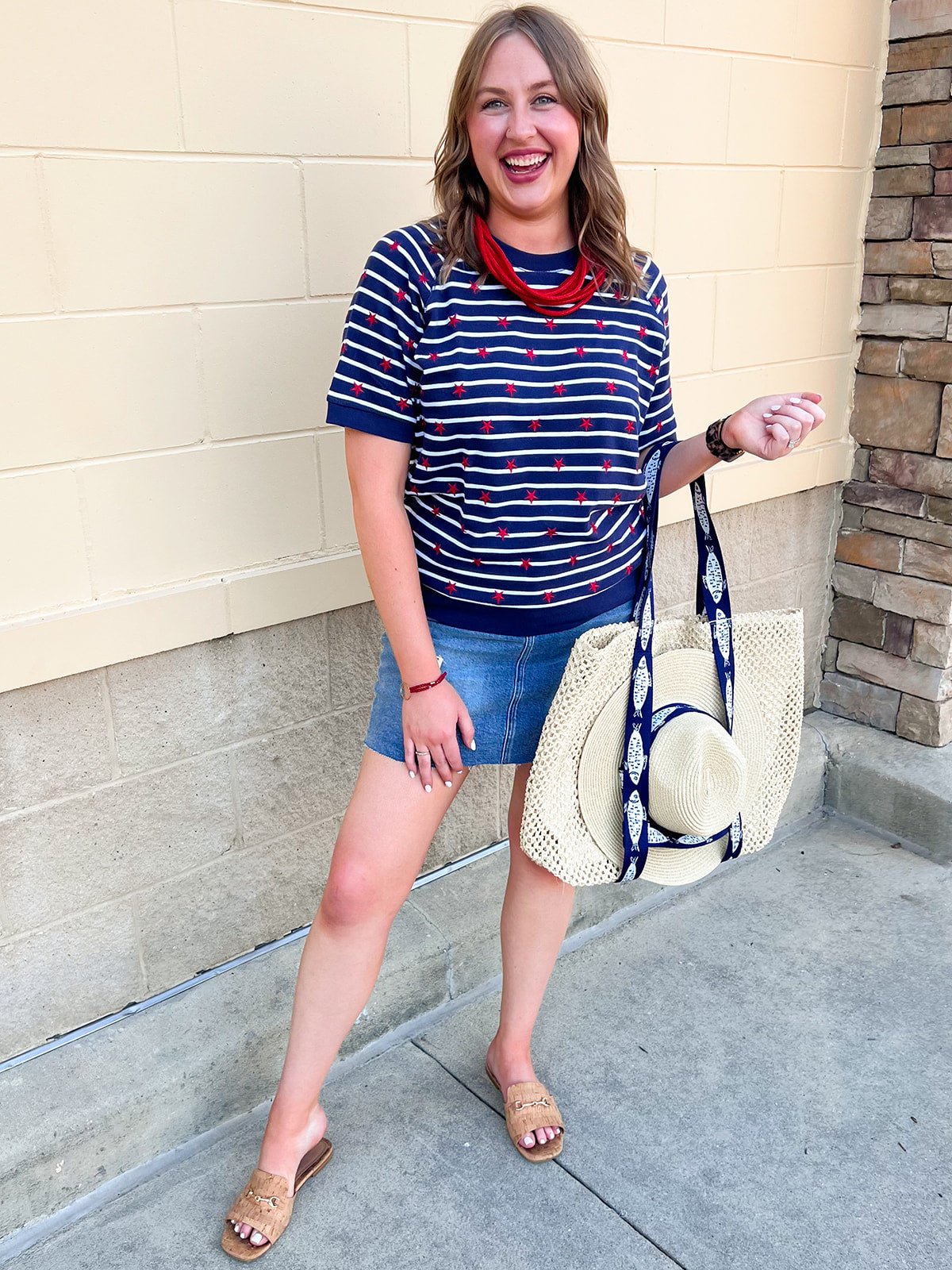Starlight Stripe Lightweight Short Sleeve Sweater - The Pink Pineapple 850