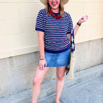 Starlight Stripe Lightweight Short Sleeve Sweater - The Pink Pineapple 850