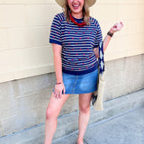 Starlight Stripe Lightweight Short Sleeve Sweater - The Pink Pineapple 850