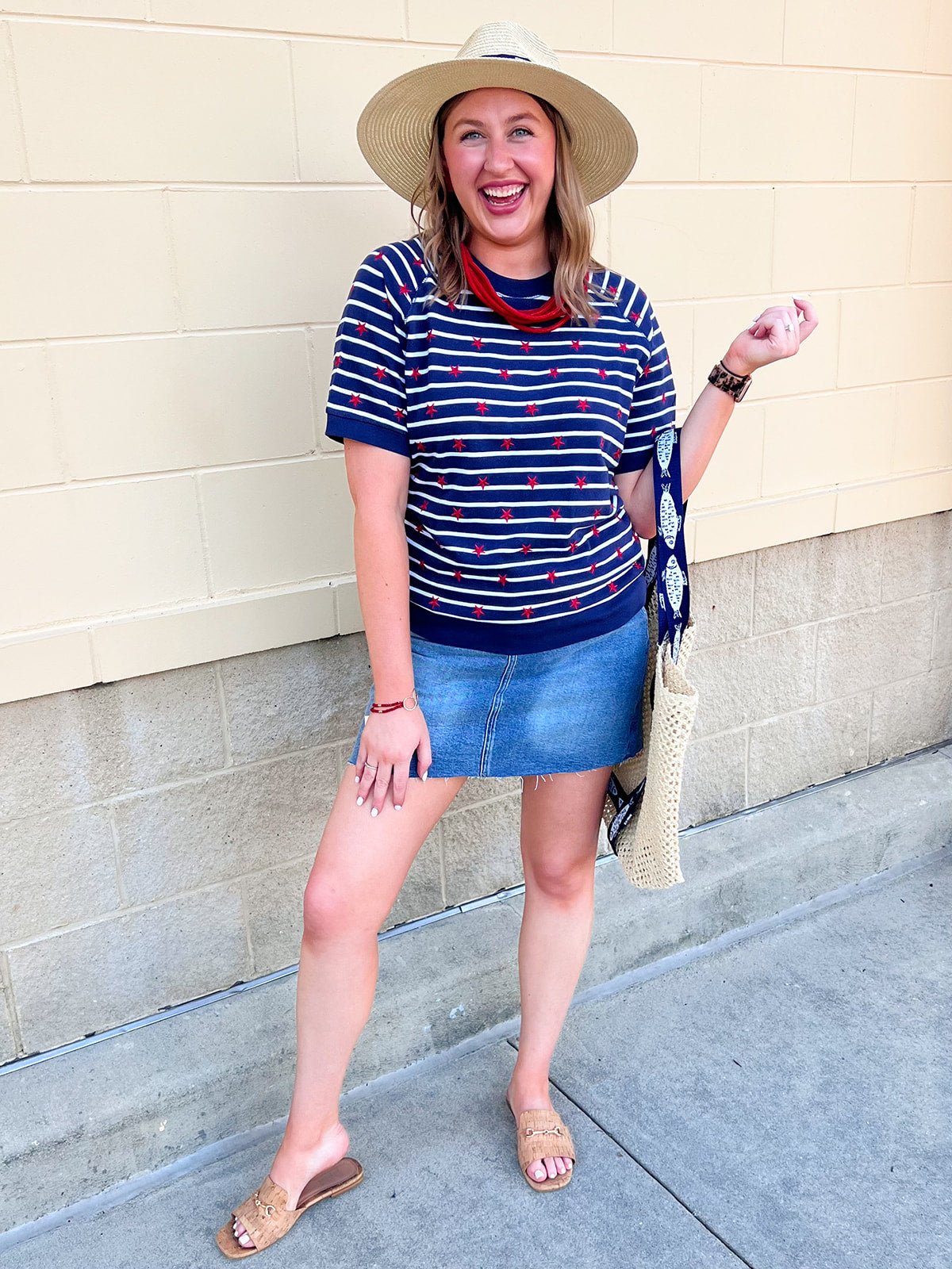Starlight Stripe Lightweight Short Sleeve Sweater - The Pink Pineapple 850