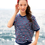 Starlight Stripe Lightweight Short Sleeve Sweater - The Pink Pineapple 850