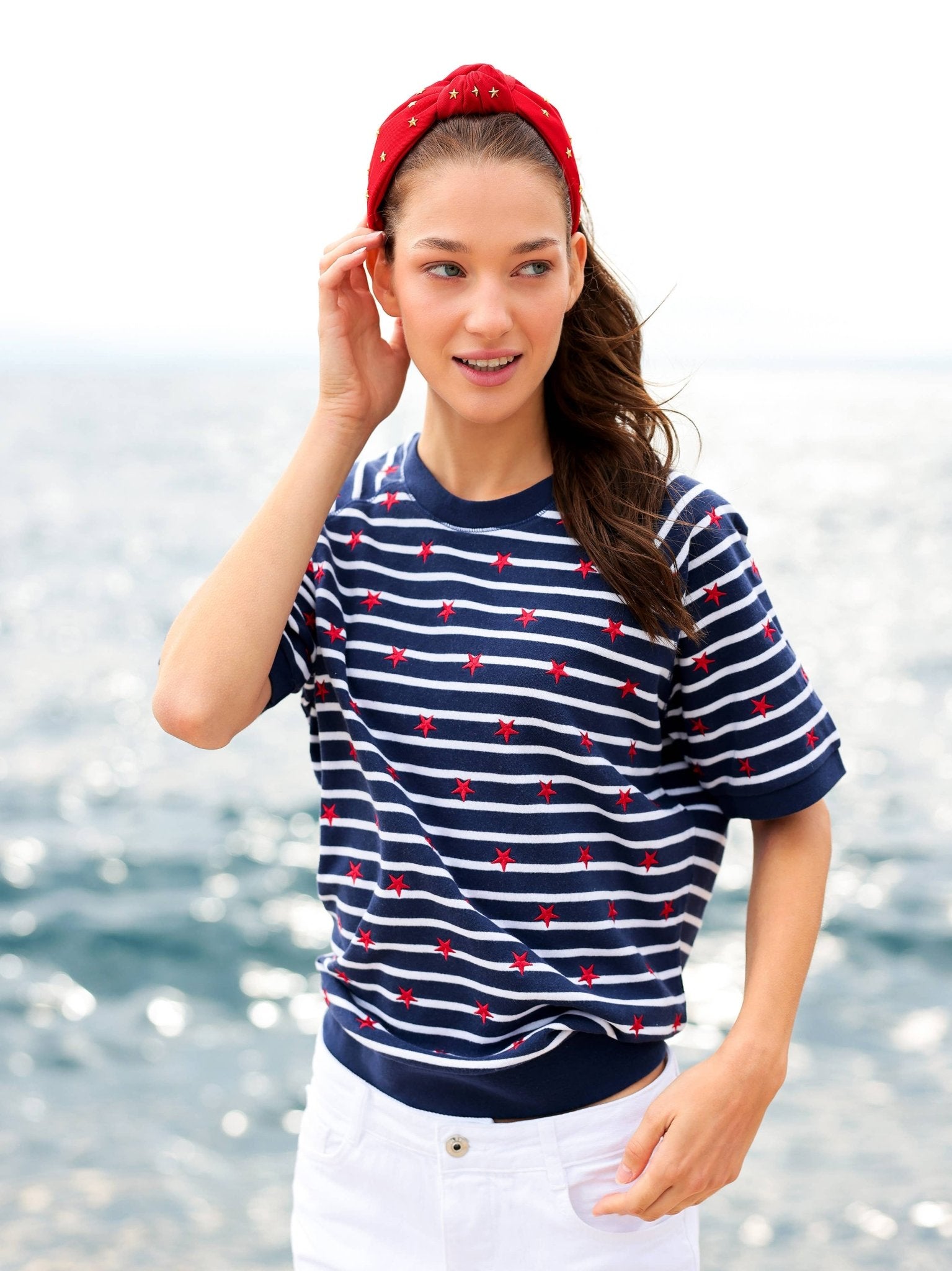 Starlight Stripe Lightweight Short Sleeve Sweater - The Pink Pineapple 850