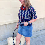Starlight Stripe Lightweight Short Sleeve Sweater - The Pink Pineapple 850