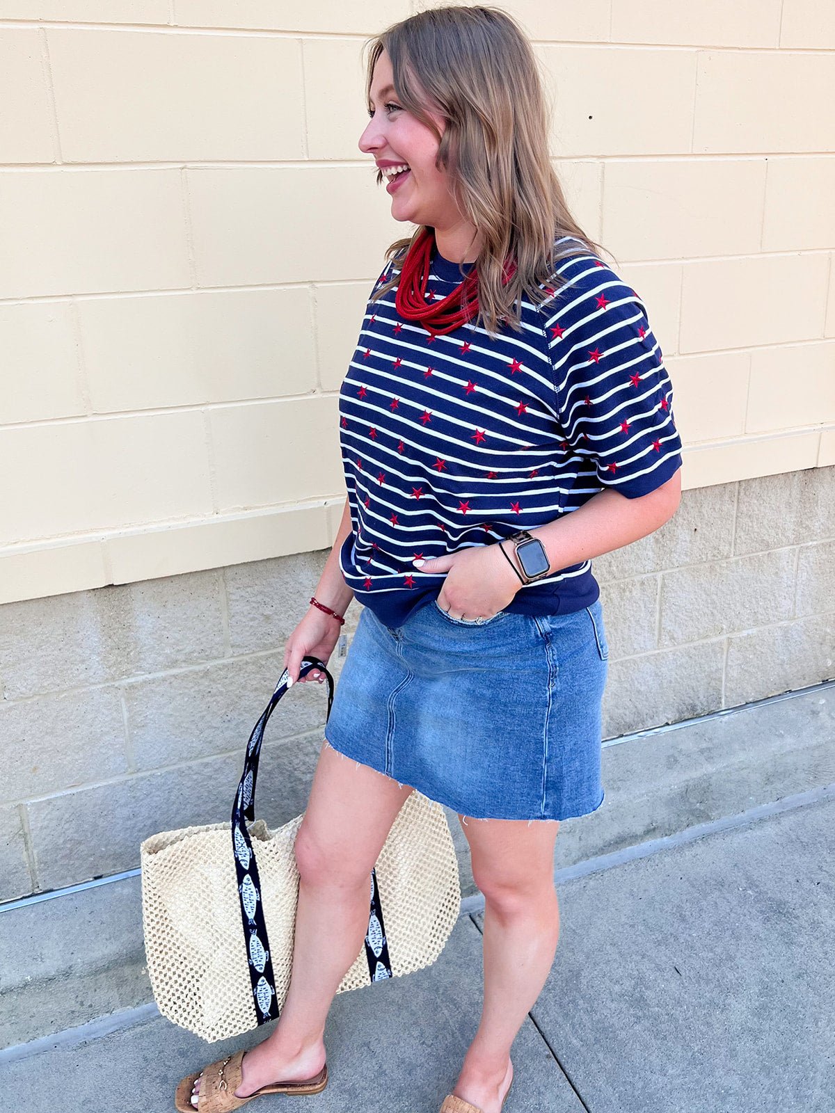 Starlight Stripe Lightweight Short Sleeve Sweater - The Pink Pineapple 850
