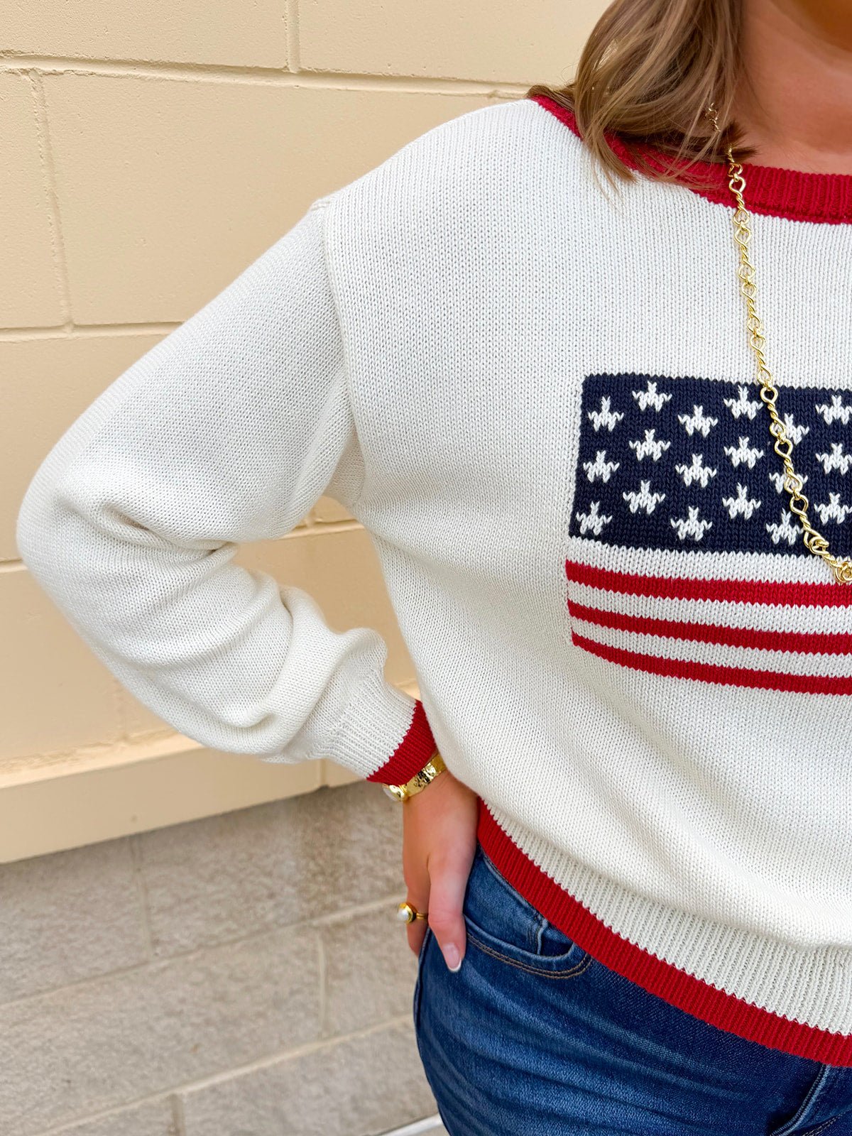 Stars & Stripes Classic Knit Sweater - The Pink Pineapple 850