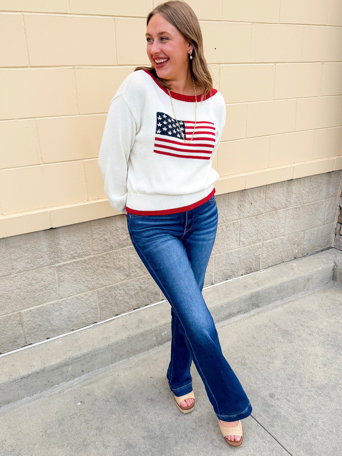 Stars & Stripes Classic Knit Sweater - The Pink Pineapple 850