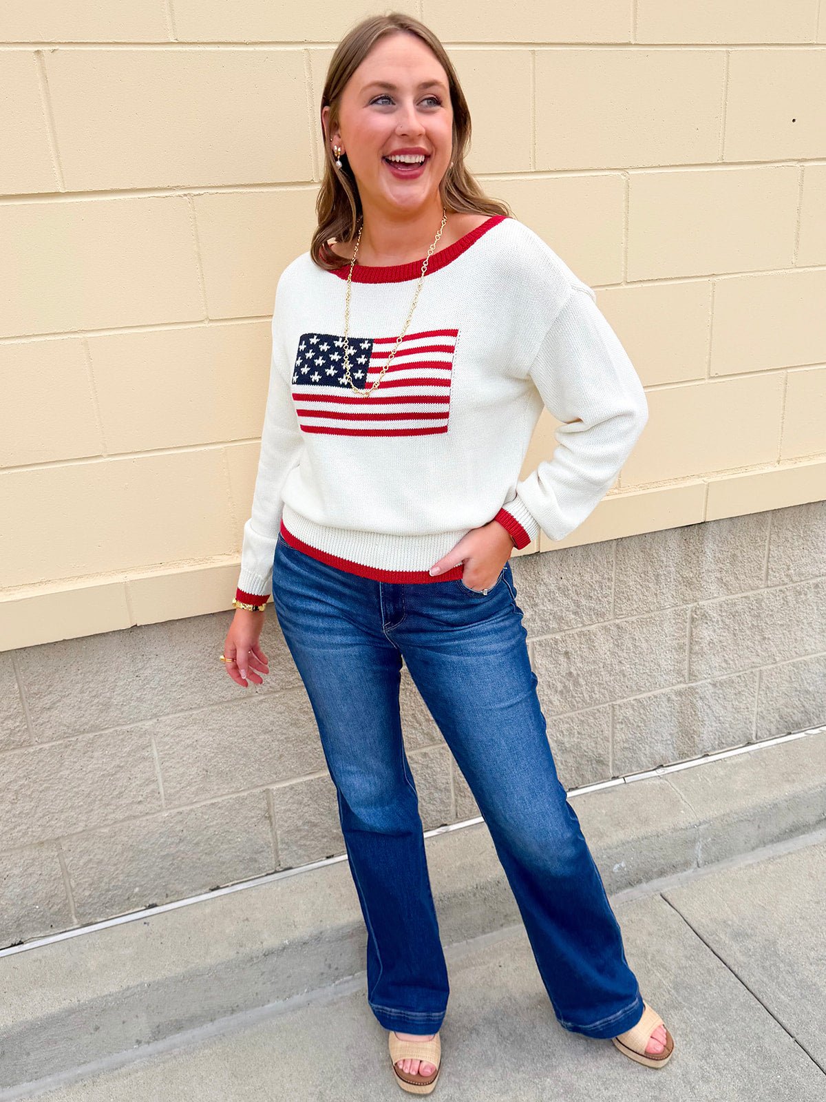 Stars & Stripes Classic Knit Sweater - The Pink Pineapple 850