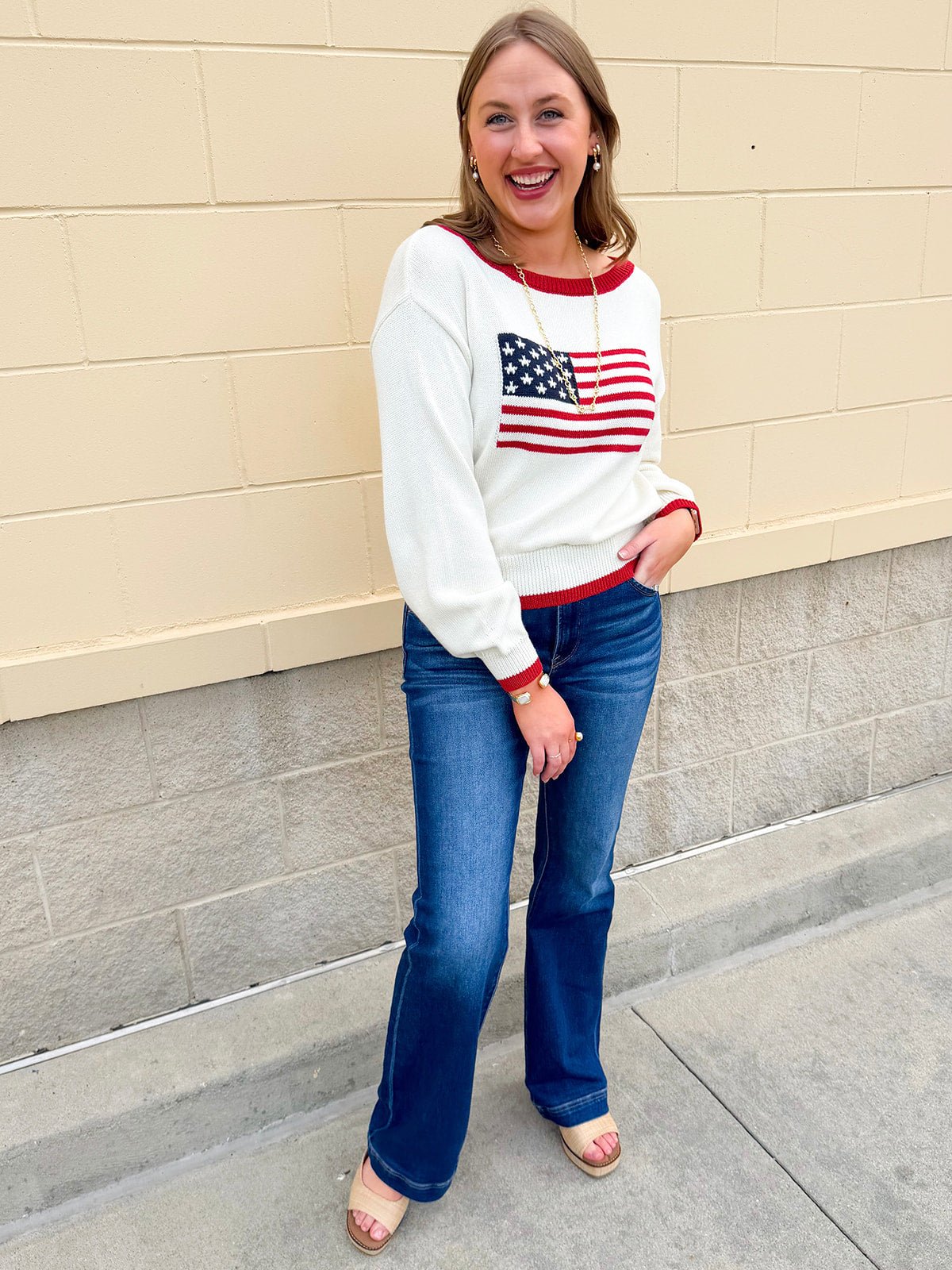 Stars & Stripes Classic Knit Sweater - The Pink Pineapple 850