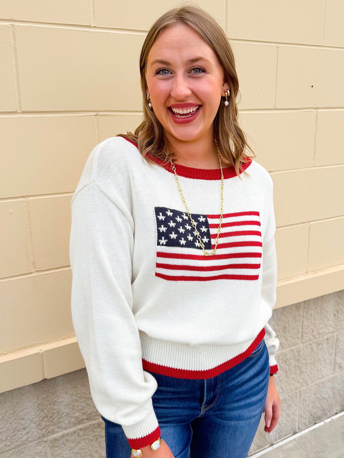 Stars & Stripes Classic Knit Sweater - The Pink Pineapple 850