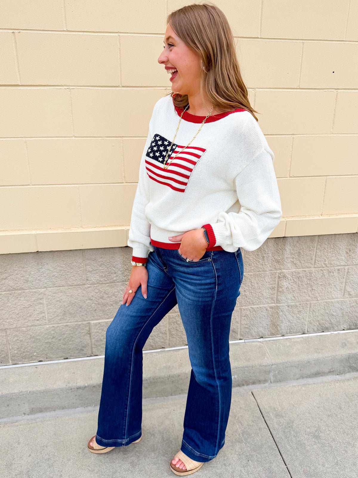 Stars & Stripes Classic Knit Sweater - The Pink Pineapple 850