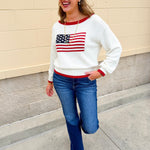 Stars & Stripes Classic Knit Sweater - The Pink Pineapple 850