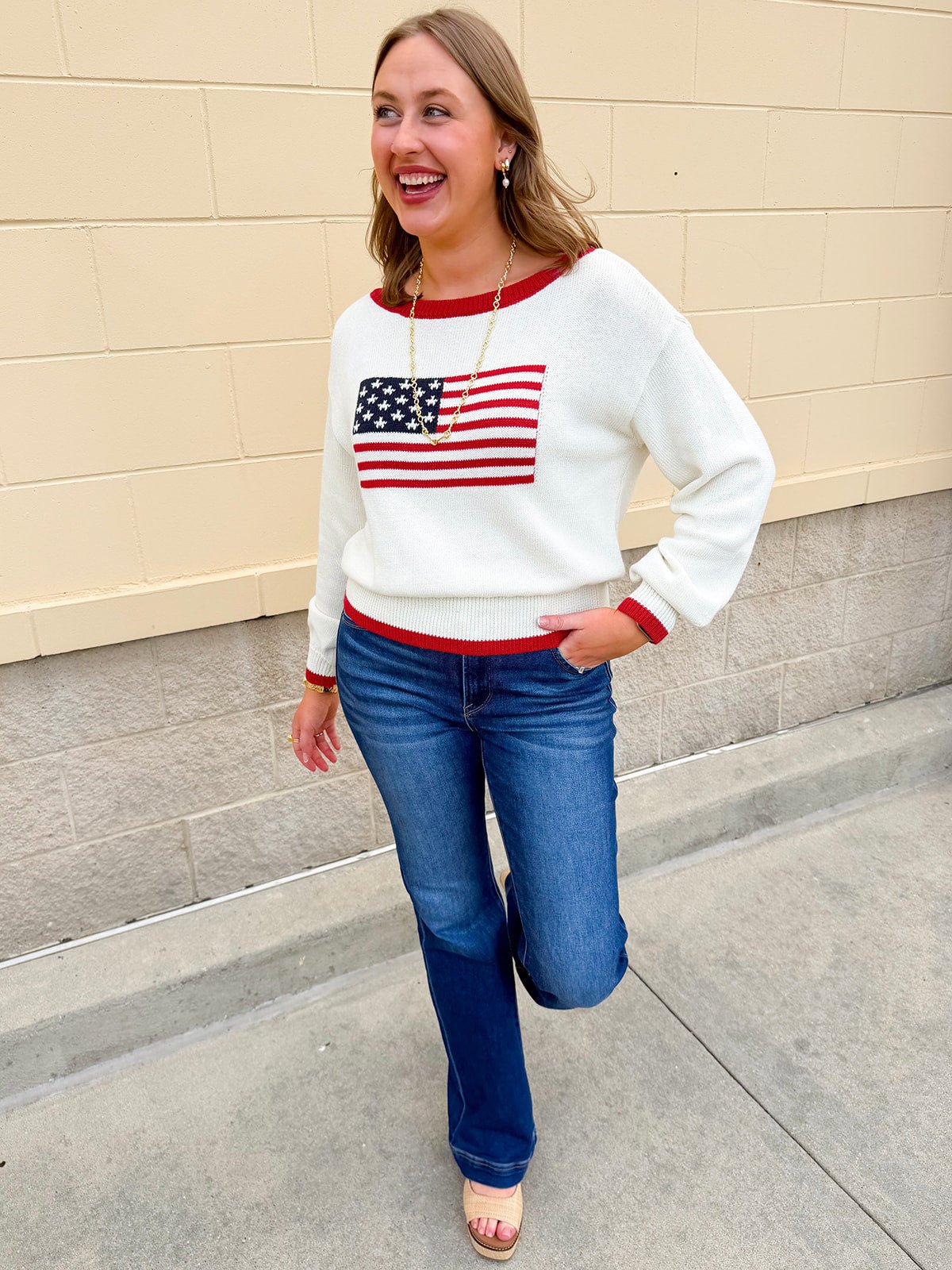 Stars & Stripes Classic Knit Sweater - The Pink Pineapple 850