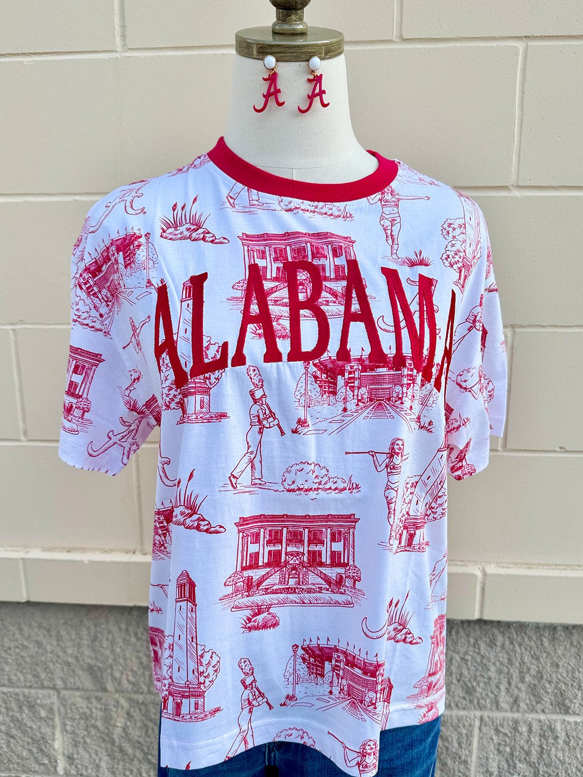 [Stewart Simmons] Alabama Team Toile Embroidered Tee - The Pink Pineapple 850