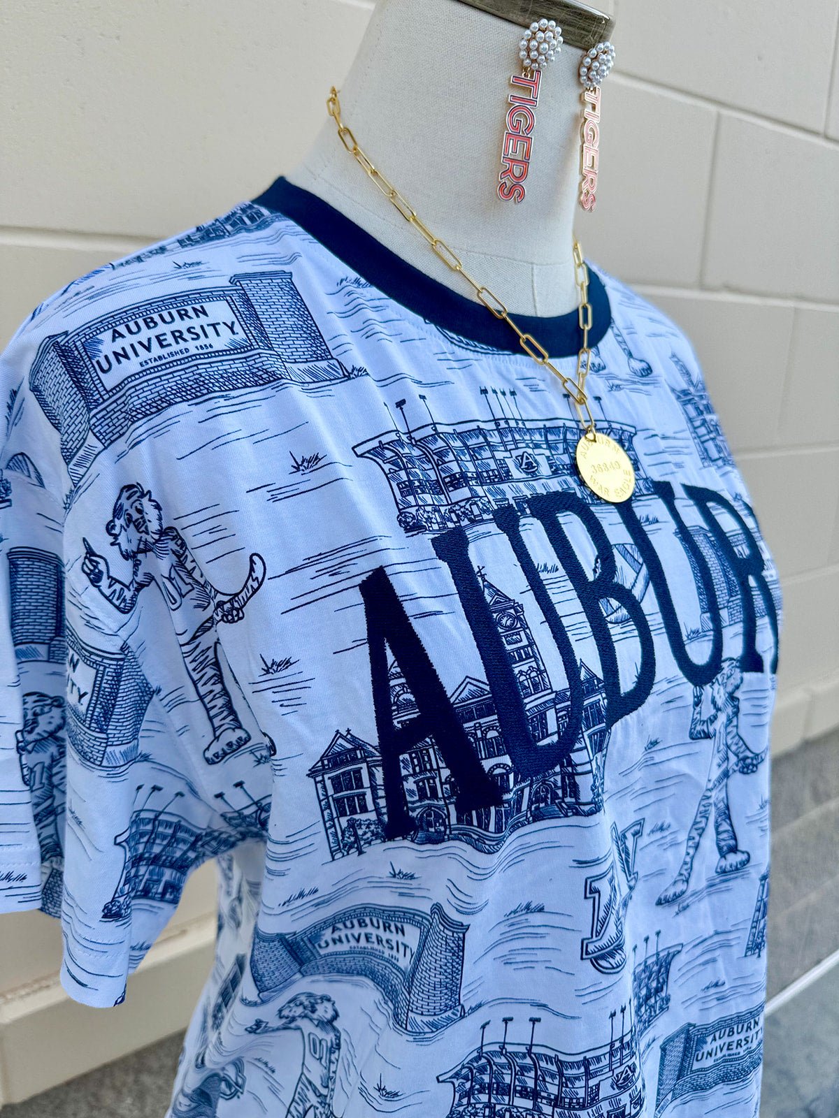 [Stewart Simmons] Auburn Team Toile Embroidered Tee - The Pink Pineapple 850
