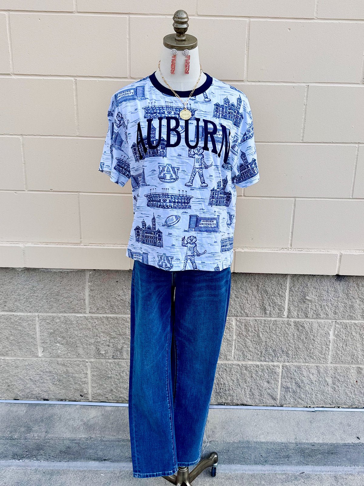 [Stewart Simmons] Auburn Team Toile Embroidered Tee - The Pink Pineapple 850