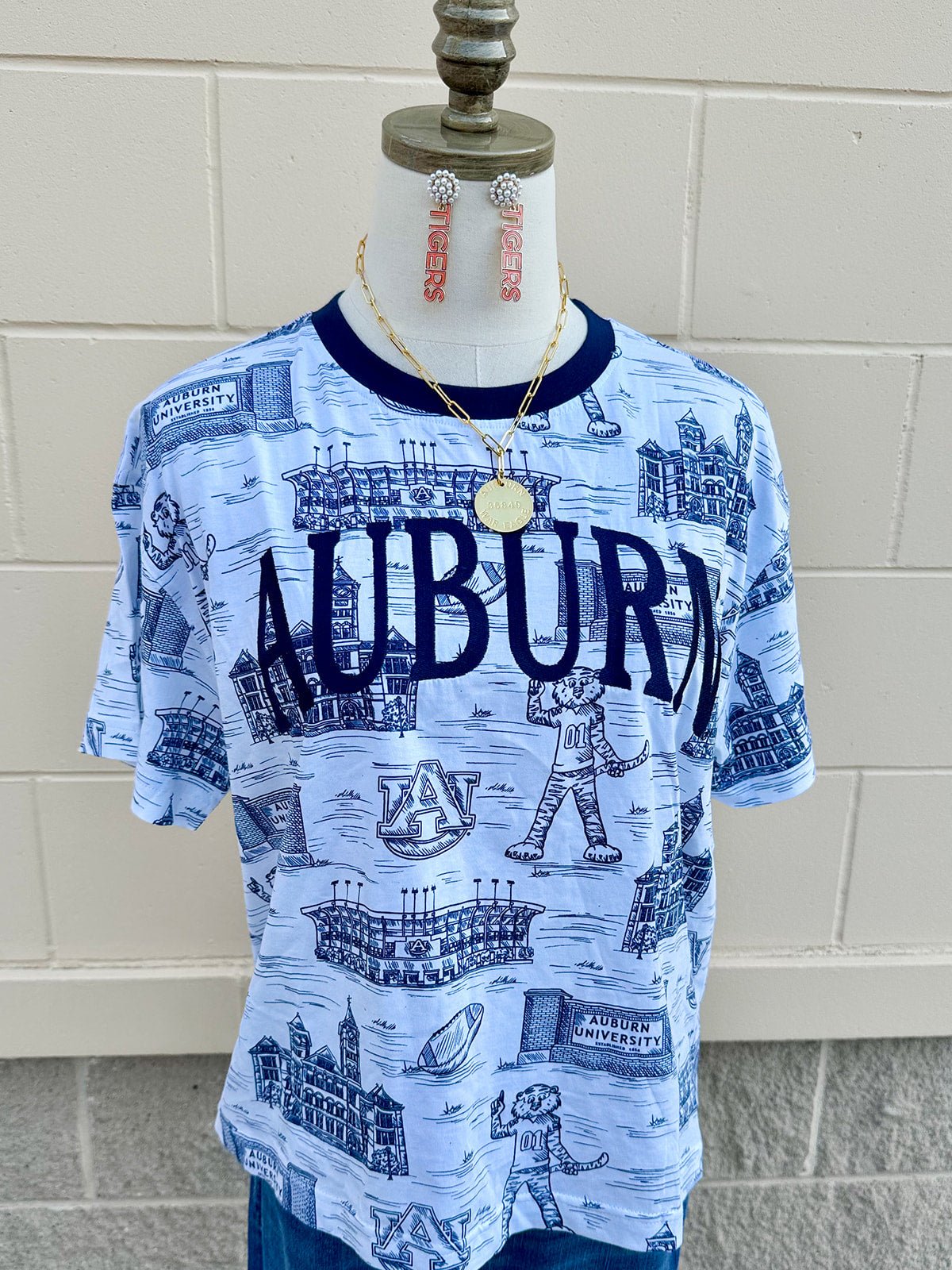 [Stewart Simmons] Auburn Team Toile Embroidered Tee - The Pink Pineapple 850