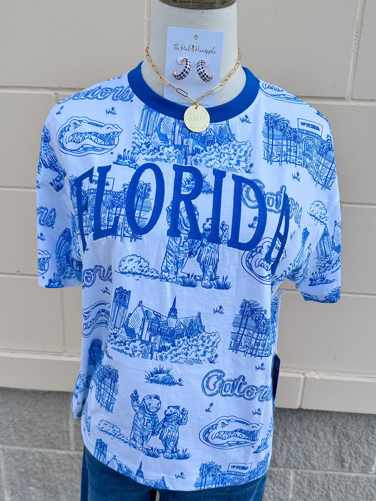 [Stewart Simmons] Florida Team Toile Embroidered Tee - The Pink Pineapple 850
