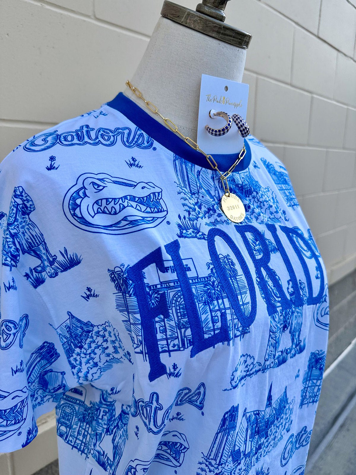[Stewart Simmons] Florida Team Toile Embroidered Tee - The Pink Pineapple 850