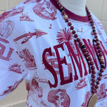 [Stewart Simmons] FSU Team Toile Embroidered Tee - The Pink Pineapple 850