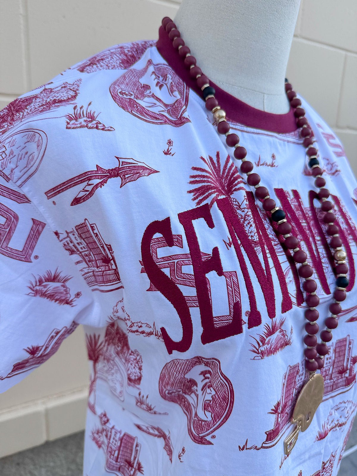 [Stewart Simmons] FSU Team Toile Embroidered Tee - The Pink Pineapple 850