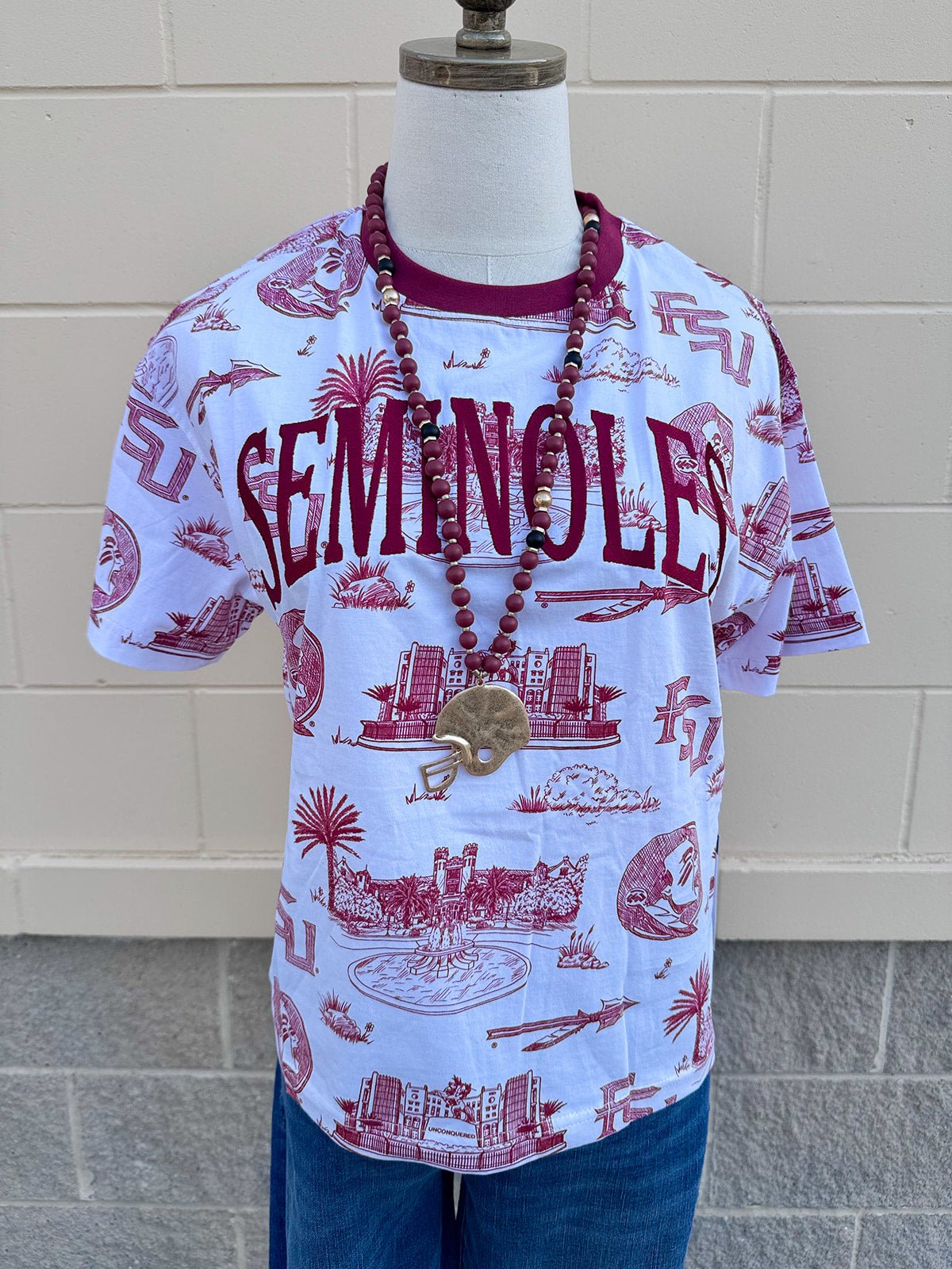 [Stewart Simmons] FSU Team Toile Embroidered Tee - The Pink Pineapple 850