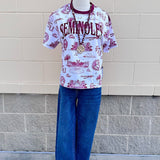 [Stewart Simmons] FSU Team Toile Embroidered Tee - The Pink Pineapple 850
