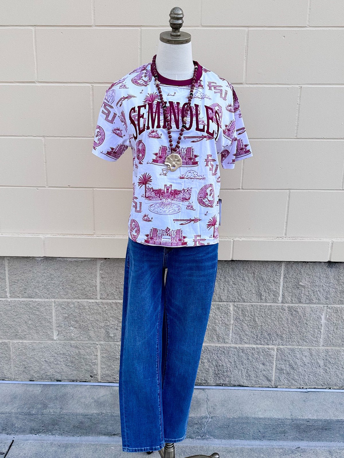 [Stewart Simmons] FSU Team Toile Embroidered Tee - The Pink Pineapple 850
