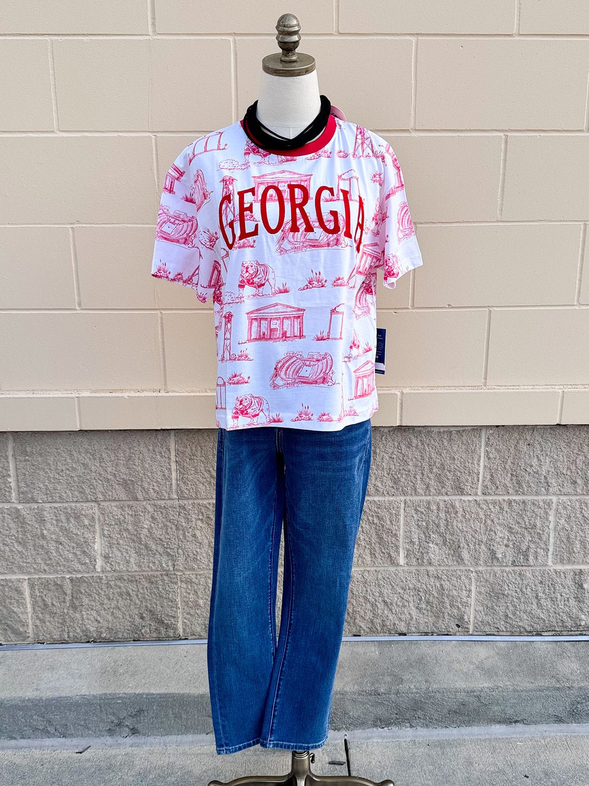 [Stewart Simmons] Georgia Team Toile Embroidered Tee - The Pink Pineapple 850