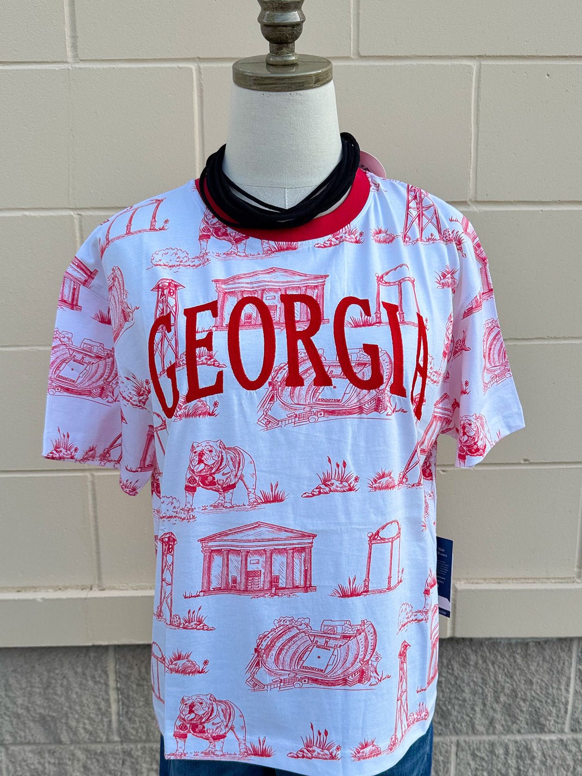 [Stewart Simmons] Georgia Team Toile Embroidered Tee - The Pink Pineapple 850