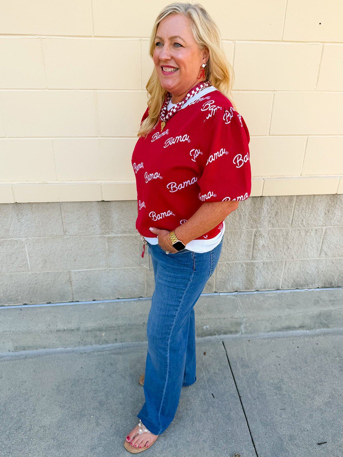[Stewart Simmons] Merit Puff Sleeve Sweater | Alabama - The Pink Pineapple 850