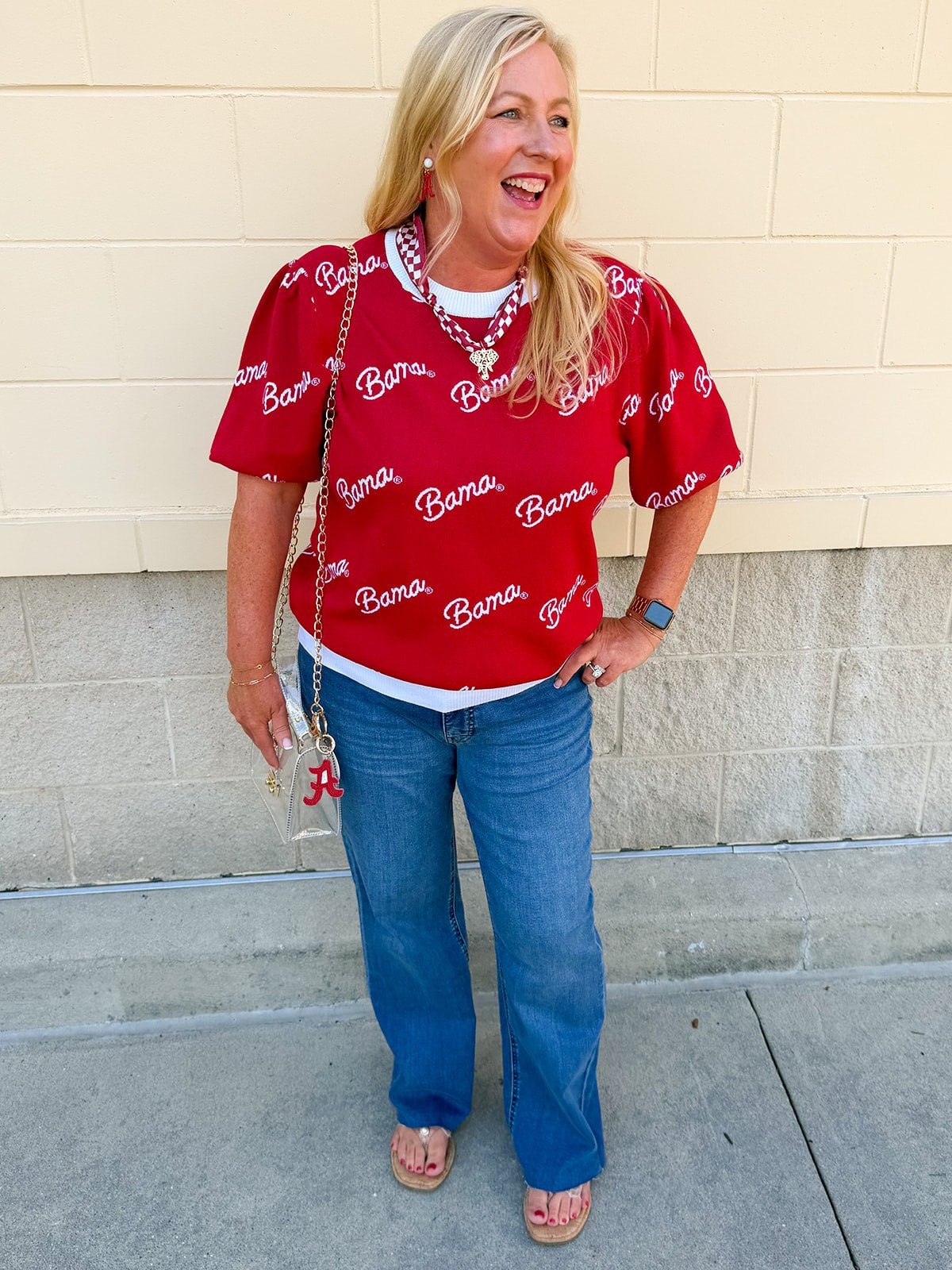 [Stewart Simmons] Merit Puff Sleeve Sweater | Alabama - The Pink Pineapple 850