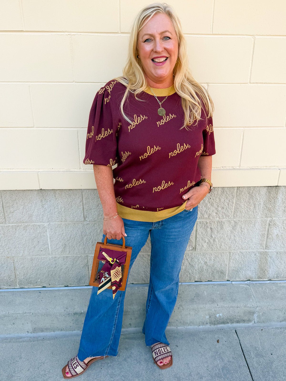 [Stewart Simmons] Merit Puff Sleeve Sweater | Florida State - The Pink Pineapple 850