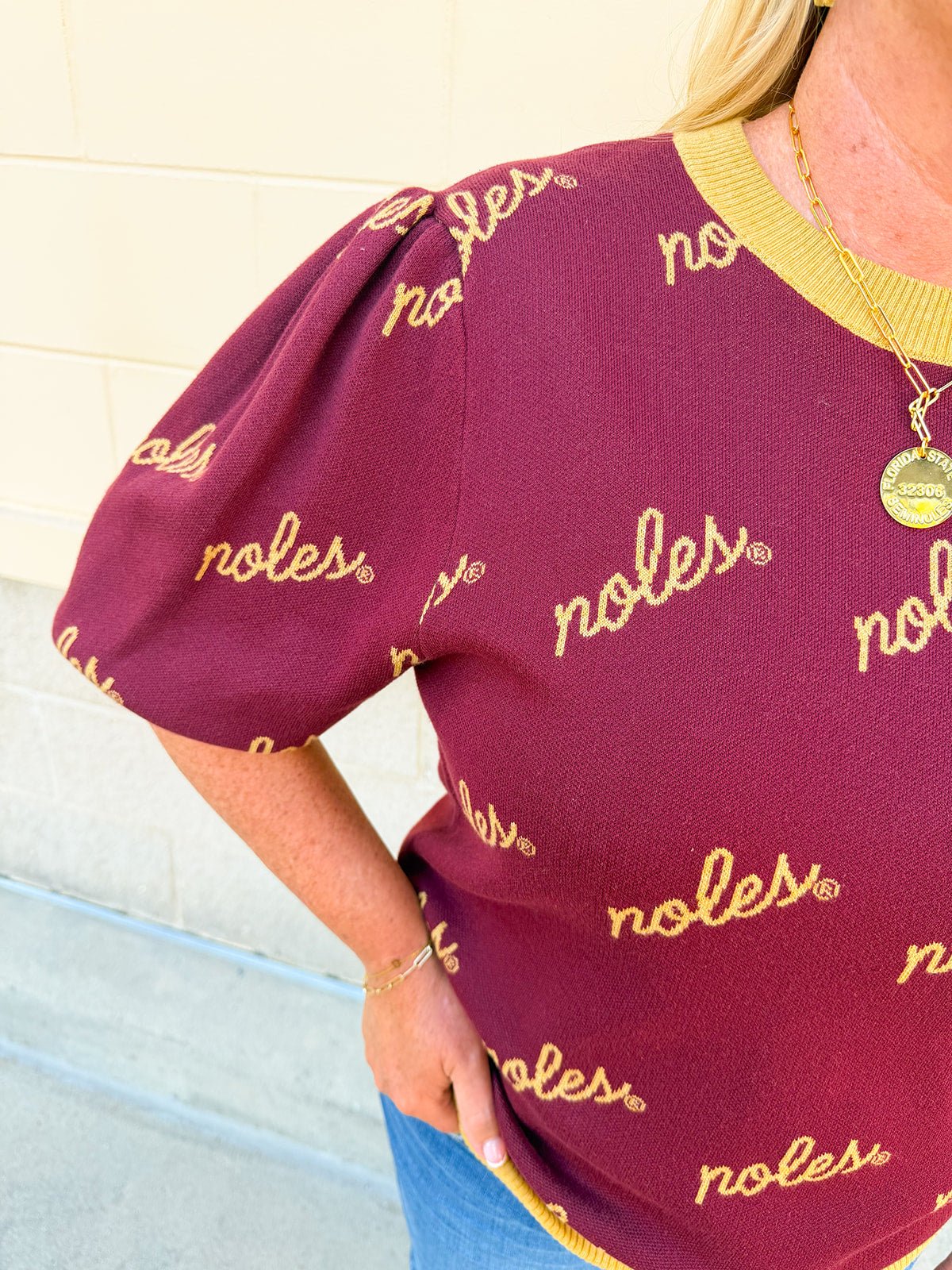 [Stewart Simmons] Merit Puff Sleeve Sweater | Florida State - The Pink Pineapple 850