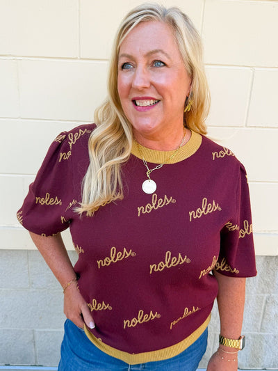 [Stewart Simmons] Merit Puff Sleeve Sweater | Florida State - The Pink Pineapple 850