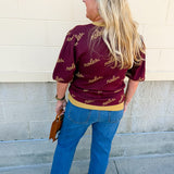 [Stewart Simmons] Merit Puff Sleeve Sweater | Florida State - The Pink Pineapple 850