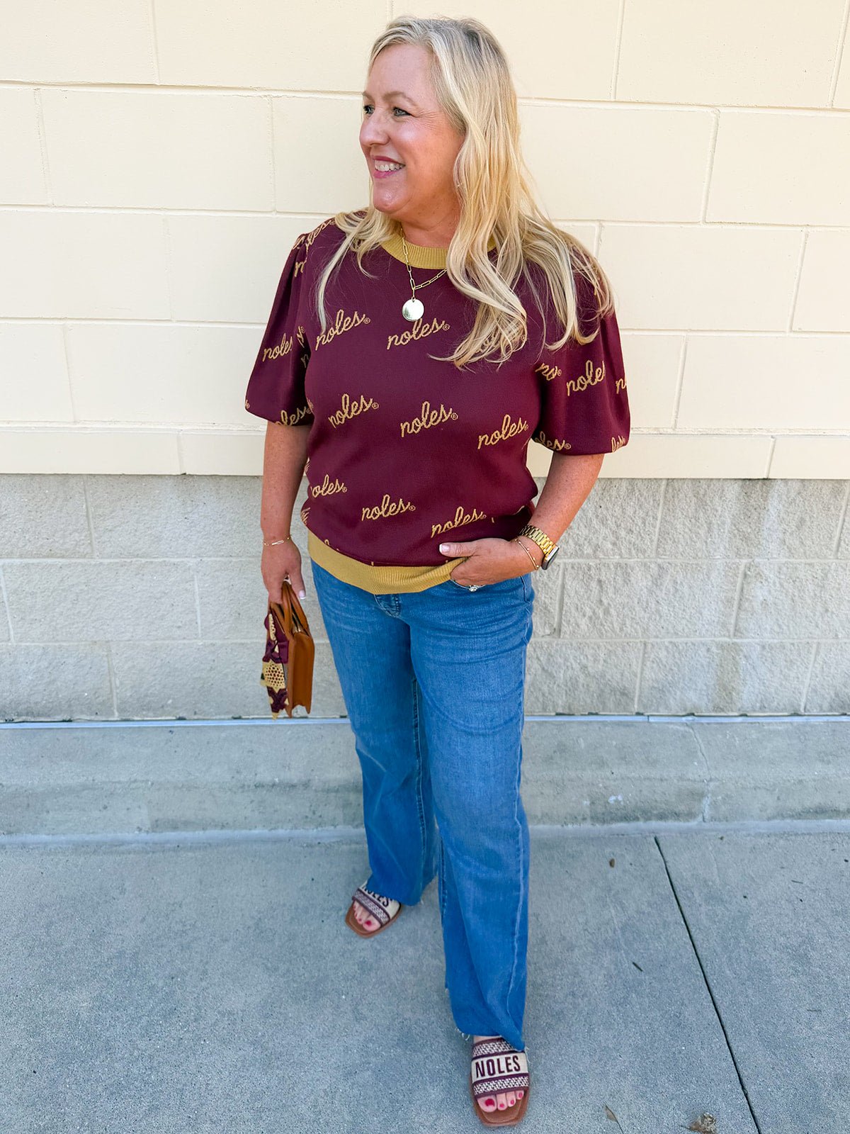 [Stewart Simmons] Merit Puff Sleeve Sweater | Florida State - The Pink Pineapple 850