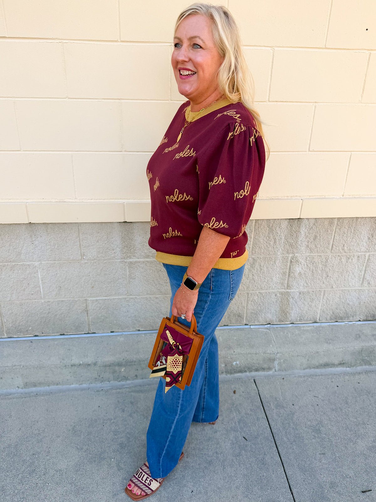 [Stewart Simmons] Merit Puff Sleeve Sweater | Florida State - The Pink Pineapple 850