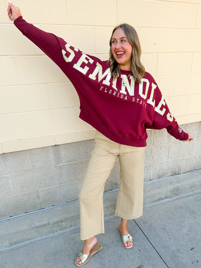 [Stewart Simmons] The Heritage Plaid Crewneck | FSU - The Pink Pineapple 850