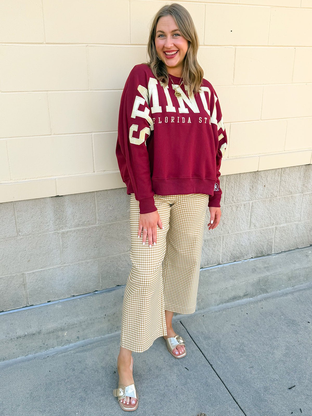 [Stewart Simmons] The Heritage Plaid Crewneck | FSU - The Pink Pineapple 850