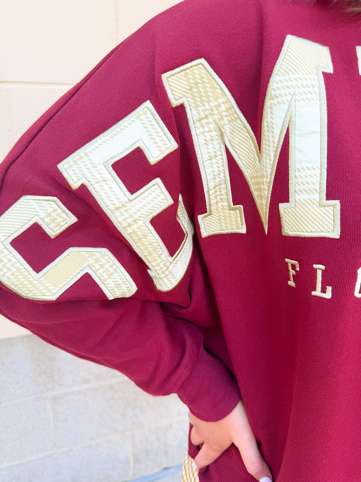 [Stewart Simmons] The Heritage Plaid Crewneck | FSU - The Pink Pineapple 850