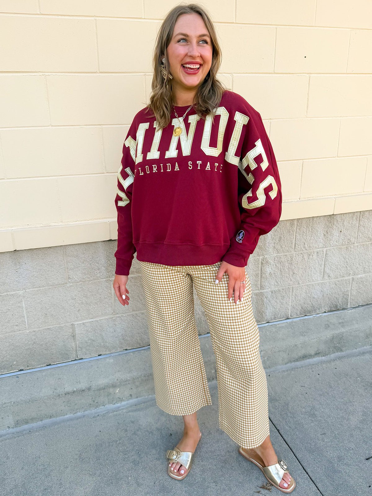 [Stewart Simmons] The Heritage Plaid Crewneck | FSU - The Pink Pineapple 850
