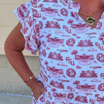 [Stewart Simmons] The Team Toile Flutter Sleeve Dress FSU - The Pink Pineapple 850