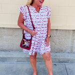 [Stewart Simmons] The Team Toile Flutter Sleeve Dress FSU - The Pink Pineapple 850