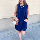 Stitched to Perfection Denim Mini Dress - The Pink Pineapple 850