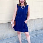 Stitched to Perfection Denim Mini Dress - The Pink Pineapple 850