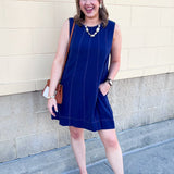 Stitched to Perfection Denim Mini Dress - The Pink Pineapple 850